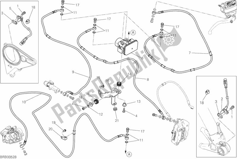 Alle onderdelen voor de Remsysteem Abs van de Ducati Diavel Xdiavel USA 1260 2016